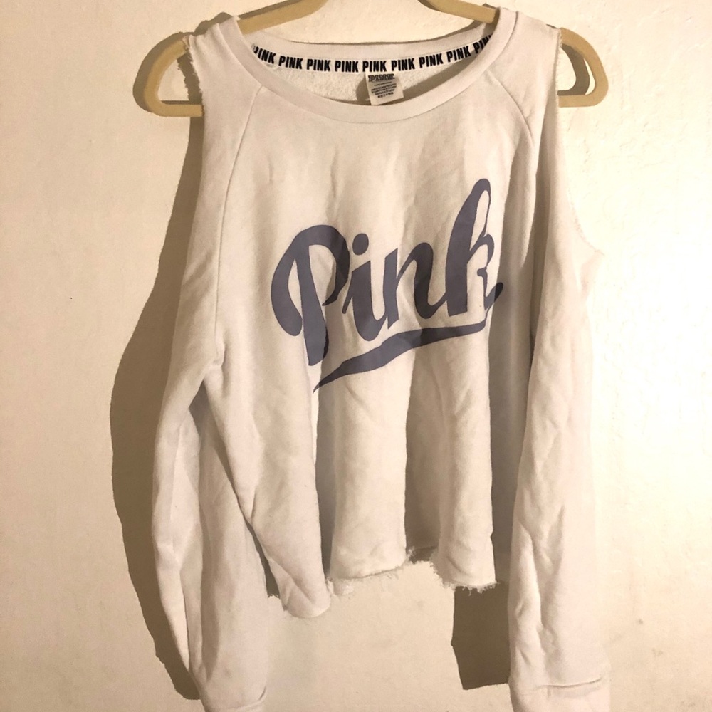 Pink VS cold shoulder crew